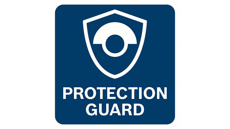 一个蓝色的保护盾，上面有一个眼睛和文字“PROTECTION GUARD”。