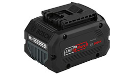 一块黑色的博世专业电池放在白色背景上。