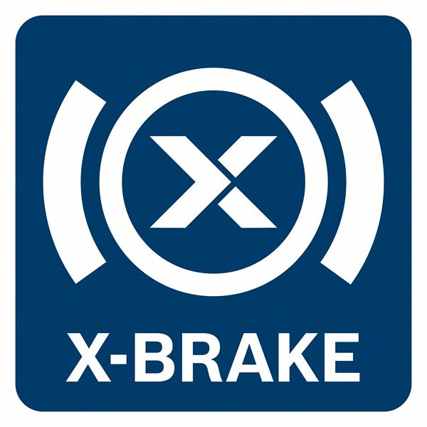 带有蓝色背景和白色X-BRAKE标志的徽标。