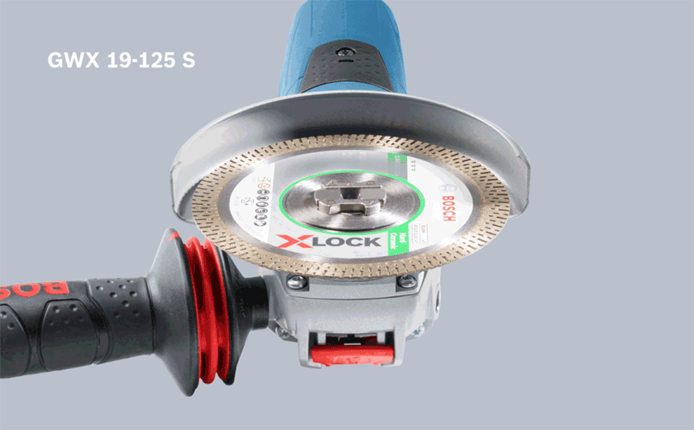 博世专业角磨机，配有X-LOCK磨盘。